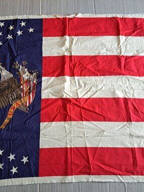 Vtg 1991 Fabric Traditions Bald Eagle USA Flag Panel 34"x44" Banner Patriotic
